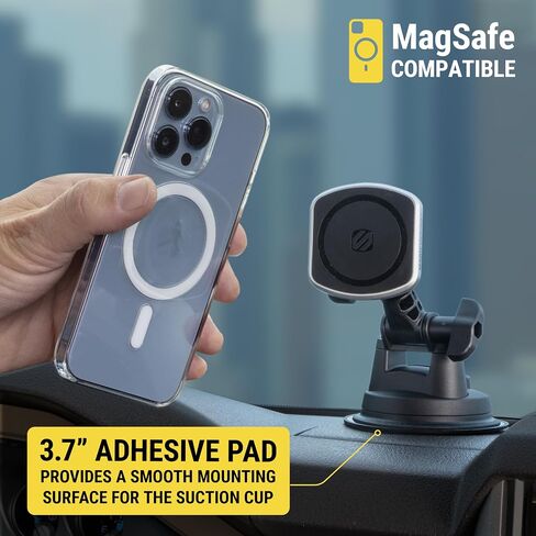 Scosche MXMSAMPS MagicMount Pro Heavy Duty Magnetic Phone Mount/Tablet Holder for Car, MagSafe Stand with Extra Strong Magnets and AMPS Base Compatible with ProClip Vehicle Specific Mount Bases in Saudi Arabia