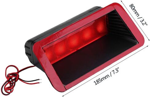 GOTOTOP Universal Third Brake Light 5 LED 12V Universal Car High Mount الخلفية الثالثة الثالثة الفرامل المقطوعة المصباح الذيل Red 7.3 "× 3.2" بلاستيك in Saudi Arabia