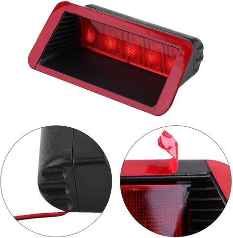 GOTOTOP Universal Third Brake Light 5 LED 12V Universal Car High Mount الخلفية الثالثة الثالثة الفرامل المقطوعة المصباح الذيل Red 7.3 "× 3.2" بلاستيك in Saudi Arabia