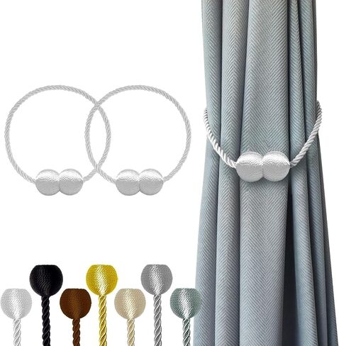 Magnetic Curtain Tiebacks Curtain Tiebacks Buckles Holdbacks Holders Hooks Clip for Home Outdoor Bedroom Office Decorative Curtain?Black?（1pcs，Black） in Saudi Arabia