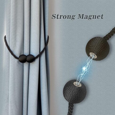 Magnetic Curtain Tiebacks Curtain Tiebacks Buckles Holdbacks Holders Hooks Clip for Home Outdoor Bedroom Office Decorative Curtain?Black?（1pcs，Black） in Saudi Arabia