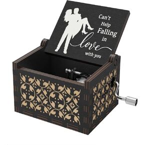 "لا يمكن أن تساعد في الوقوع في Lov" Hand Crank Music Box عتيقة الخشب المحفور بالموسيقى لها/له ، والحب الرومانسي يوم عيد الحب ، والذكرى ، وعربة عيد ميلاد للزوجة ، والزوج ، وصديقتها ، صديقها in Kuwait