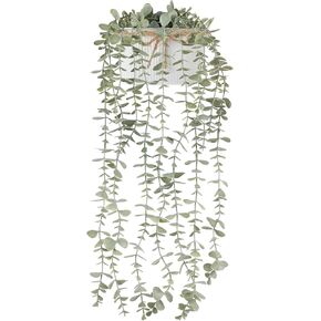 نباتات مكونو المعلقة المزيفة في المزرعة والأواني المجلفنة الريفية الصناعية بوعاء الأوكالبتوس الخضراء والنباتات الاصطناعية الداخلية لرف الكتب وغرفة المعيشة والحمام وغرفة النوم وديكور المنزل والمكتب in Kuwait