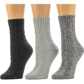 BEARPAW Womens 3 Pair Pack Super Soft Modern Multicolor Assorted Easy Care Solid Large Cable Neutral Colors Ankle Boot Socks in Saudi Arabia