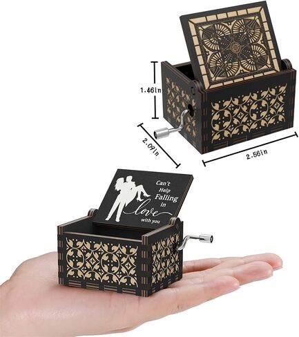 "لا يمكن أن تساعد في الوقوع في Lov" Hand Crank Music Box عتيقة الخشب المحفور بالموسيقى لها/له ، والحب الرومانسي يوم عيد الحب ، والذكرى ، وعربة عيد ميلاد للزوجة ، والزوج ، وصديقتها ، صديقها in Kuwait