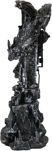 Ebros Gift Large Gothic Smaug Dragon Overlord Guarding Middle Earth Man Castle Pendulum Table Clock Sculpture 13.25" Tall with Roman Numerals Accent Desktop Clocks Collectible Figurine in Saudi Arabia