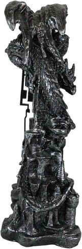 Ebros Gift Large Gothic Smaug Dragon Overlord Guarding Middle Earth Man Castle Pendulum Table Clock Sculpture 13.25" Tall with Roman Numerals Accent Desktop Clocks Collectible Figurine in Saudi Arabia