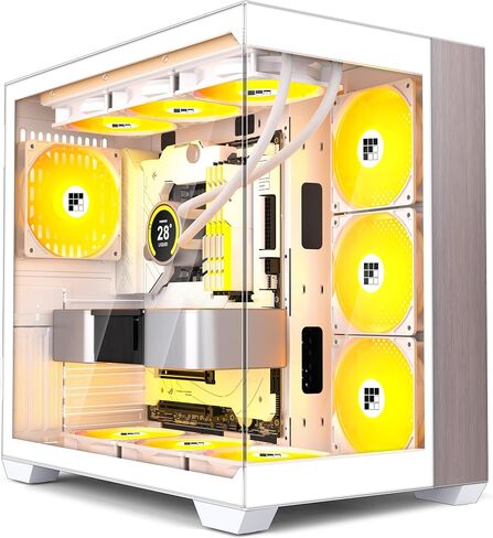 PC Case -Wood Walnut Front Pane, Pre-Installed 3 PWM ARGB Fan, ATX Mid-Tower Gaming PC Case, 270° Panoramic Glass, M9 Black in Saudi Arabia