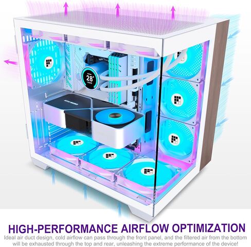 PC Case -Wood Walnut Front Pane, Pre-Installed 3 PWM ARGB Fan, ATX Mid-Tower Gaming PC Case, 270° Panoramic Glass, M9 Black in Saudi Arabia