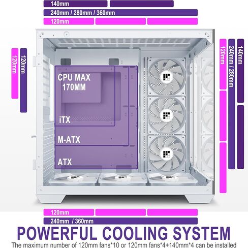 PC Case -Wood Walnut Front Pane, Pre-Installed 3 PWM ARGB Fan, ATX Mid-Tower Gaming PC Case, 270° Panoramic Glass, M9 Black in Saudi Arabia