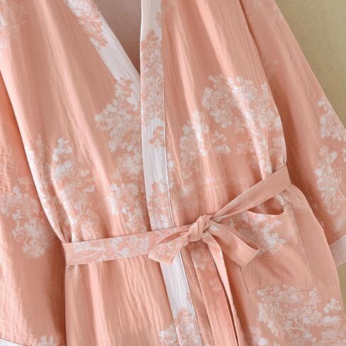 شاش القطن التقليدي Hanfu Nightdress Bathrobe فضفاضة بيجاماس ثوب النوم كيمونو رداء ، جماعة التمريض بعد الولادة in Kuwait