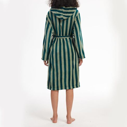 Retro Terry Striped Robes For Women Cotton Kimono Towel Terry Cloth Bathrobe Knee High Length in Saudi Arabia