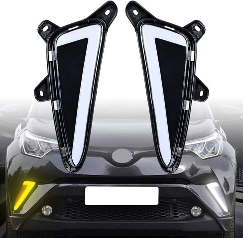 Car Flashing Compatible with Toyota CHR C-HR 2017 2018 2019 LED DRL Daytime Running Light Daylight Fog Lamps Yellow Turn Signal Light Car Styling in Saudi Arabia