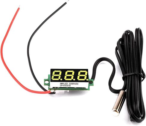 DC 12V 24V Mini Digital LED Thermometer for Car Temperature Monitor Panel Meter Measuring Range -50-125C with Temperature Probe(Blue) in Kuwait