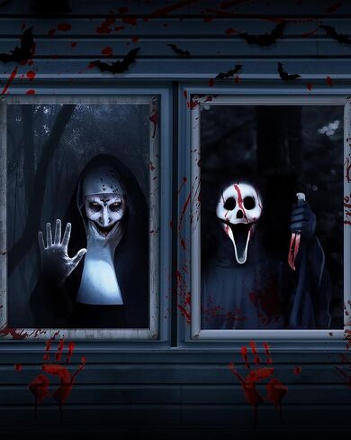 2 حزمة من Halloween Joker Window Door Cover Scary و Halloween Decoration و Decors Party بدون إطار in Kuwait