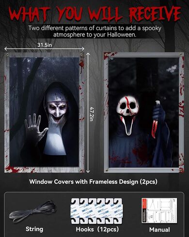 2 حزمة من Halloween Joker Window Door Cover Scary و Halloween Decoration و Decors Party بدون إطار in Kuwait