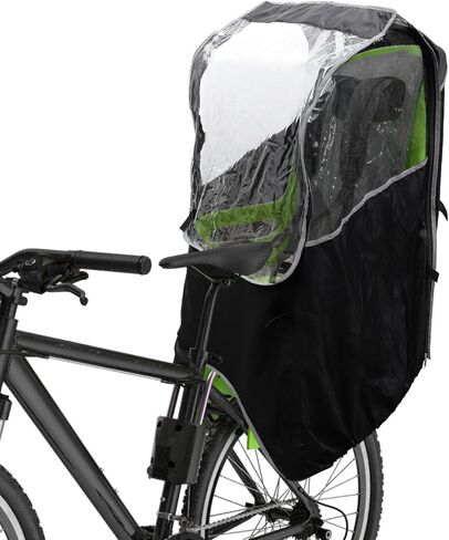 X AUTOHAUX Child Bike Seat Rain Cover Bicycle Waterproof Canopy Cover Windshield Cover for Rear Child Seat PVC Black Clear 1 Pcs in Saudi Arabia