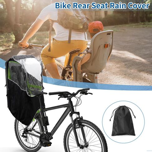 X AUTOHAUX Child Bike Seat Rain Cover Bicycle Waterproof Canopy Cover Windshield Cover for Rear Child Seat PVC Black Clear 1 Pcs in Saudi Arabia