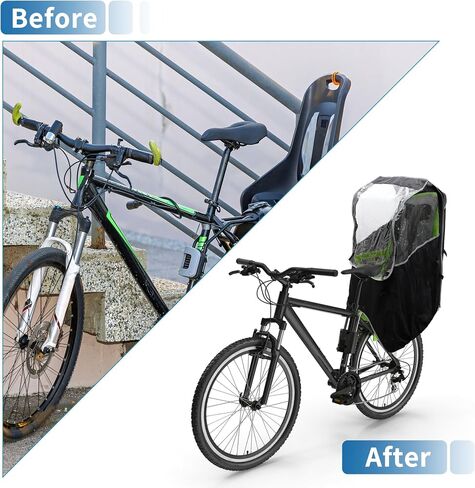 X AUTOHAUX Child Bike Seat Rain Cover Bicycle Waterproof Canopy Cover Windshield Cover for Rear Child Seat PVC Black Clear 1 Pcs in Saudi Arabia