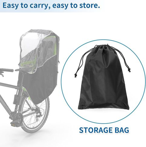X AUTOHAUX Child Bike Seat Rain Cover Bicycle Waterproof Canopy Cover Windshield Cover for Rear Child Seat PVC Black Clear 1 Pcs in Saudi Arabia