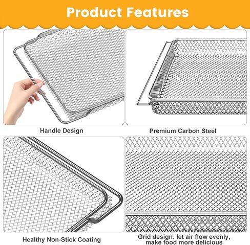 Air Fryer Toaster Oven Accessories for COSORI 12 in 1 C130 CS130 CO130 Convection Oven, 14’’*12’’ Non-Stick Rectangle Air Fryer Rack Replacement Parts Grill Pan Grill Plate Crisper Plate Tray in Kuwait