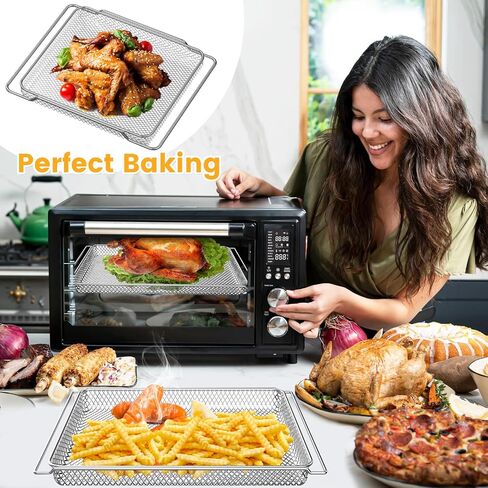 Air Fryer Toaster Oven Accessories for COSORI 12 in 1 C130 CS130 CO130 Convection Oven, 14’’*12’’ Non-Stick Rectangle Air Fryer Rack Replacement Parts Grill Pan Grill Plate Crisper Plate Tray in Kuwait