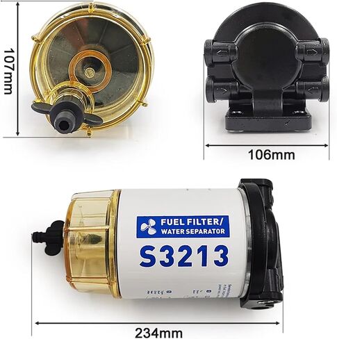 S3213 Fuel Water Separator Filter Assembly Compatible with Outboard Motor Engine Boat 10 in Saudi Arabia