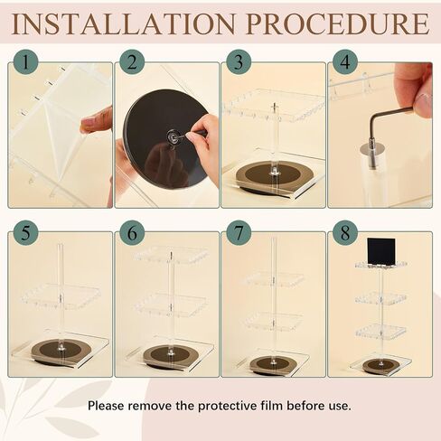 حامل سوار من 4 مستويات 360 ° دوار سوار دوارة مع 60 خطاف ، منظم حامل المجوهرات مع صينية ، معرض مجوهر in Saudi Arabia