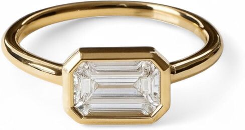 2CT الزمرد قطع خاتم الخطوبة Moissanite 14K الذهب الأصفر شرقًا شرقًا Solitaire خاتم الوعود البسيط بوفس هدية المجوهرات للزوجة in Saudi Arabia