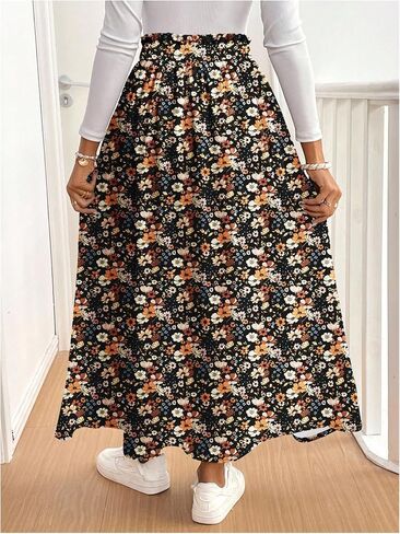 تنانير Soly Hux للنساء الأزهار العالية تقسيم الأرجوحة الأرجوحة Flowy Boho تنورة طويلة in Kuwait