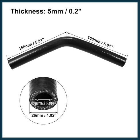 16mm 0.63" ID 45 Degree Elbow Silicone Reducer Hose Pipe Bend Turbo Water Intercooler Black Automotive Parts in Saudi Arabia