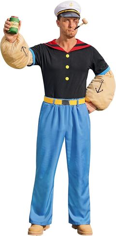 Arvilhill Men's 7 Pcs Popeye Costumes Halloween Deluxe Full Set Sailor Outfits (S-3XL) in Saudi Arabia