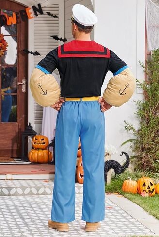 Arvilhill Men's 7 Pcs Popeye Costumes Halloween Deluxe Full Set Sailor Outfits (S-3XL) in Saudi Arabia