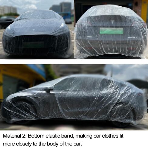 4 Packs Disposable Car Cover Clear Plastic Car Cover Universal Rain Dust Garage Cover with Elastic Band Medium (12.4 FT x 21.6 FT) in Saudi Arabia