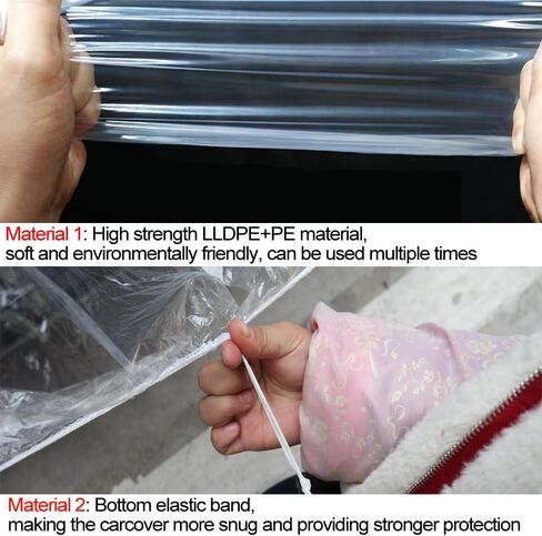 4 Packs Disposable Car Cover Clear Plastic Car Cover Universal Rain Dust Garage Cover with Elastic Band Medium (12.4 FT x 21.6 FT) in Saudi Arabia