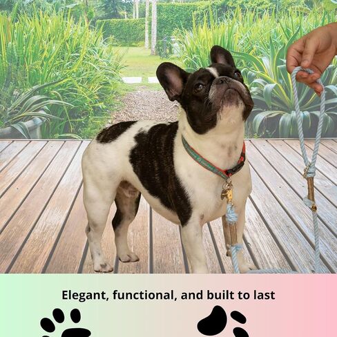 TinyPup Premium Rope Leash for 10 lbs Dogs, 5ft Soft Braided Cotton Rope Leash for Small Dogs, Lightweight Dog Leash with 360-Degree Snap Clip, Comes with Designer Gift Bag;Light Blue Dog Leash in Kuwait
