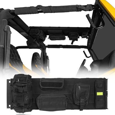 HOOKE ROAD TJ Front Overhead Molle Pane W/تخزين أكياس للتخزين لجيب Wrangler TJ 1997-2002 ، أقواس منظم الملحقات الداخلية in Saudi Arabia