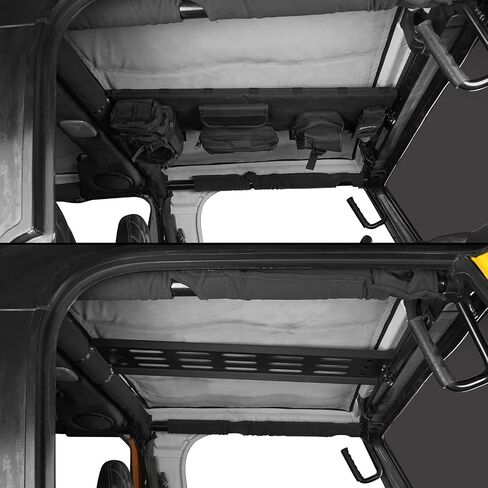 HOOKE ROAD TJ Front Overhead Molle Pane W/تخزين أكياس للتخزين لجيب Wrangler TJ 1997-2002 ، أقواس منظم الملحقات الداخلية in Saudi Arabia