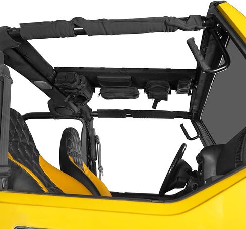 HOOKE ROAD TJ Front Overhead Molle Pane W/تخزين أكياس للتخزين لجيب Wrangler TJ 1997-2002 ، أقواس منظم الملحقات الداخلية in Saudi Arabia