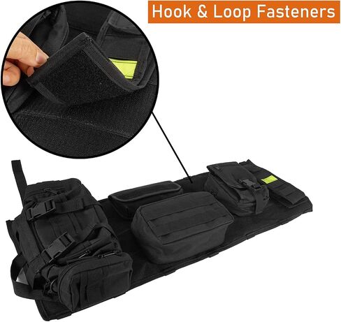 HOOKE ROAD TJ Front Overhead Molle Pane W/تخزين أكياس للتخزين لجيب Wrangler TJ 1997-2002 ، أقواس منظم الملحقات الداخلية in Saudi Arabia