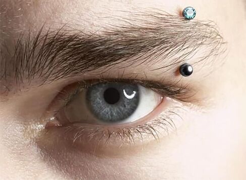 Single Crystal Stone Black Anodized 16 Gauge Stainless Steel Curved Barbell - Eyebrow Bar - Tragus Piercing - Helix Body Piercing Jewelry in Saudi Arabia