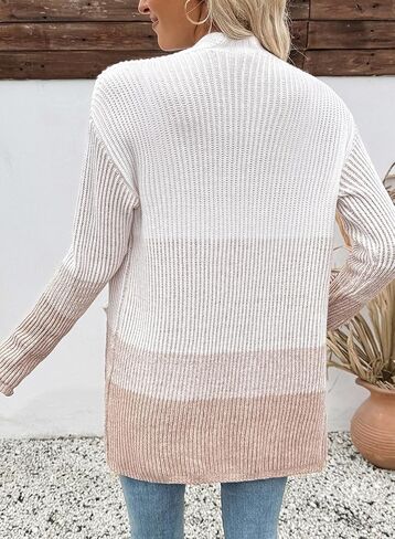 Sidefeel Womens Cardigan Sweaters Open Front Long Sleeve Ribbed Color Block Knit Fall Sweaters in Saudi Arabia