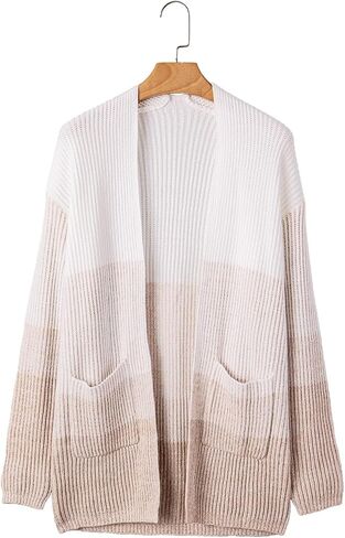 Sidefeel Womens Cardigan Sweaters Open Front Long Sleeve Ribbed Color Block Knit Fall Sweaters in Saudi Arabia