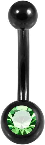 واحد من الحجر الكريستالي 6/4 مم كرة أسود anodized 14 مقياس 316L حلقة البطن الفولاذ الجراحي - مجوهرات زر البطن - مجوهرات السرة - خاتم السرة الفولاذ المقاوم للصدأ in Saudi Arabia