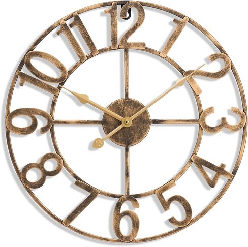 Sorbus Paris Large Wall Clock for Living Room - 24-Inch Wall Clock - Oversized Centurian Roman Numeral Style Modern Wall Clock - Large Clock Home Decor -Wood Metal Decorative Analog Metal Clock in Saudi Arabia