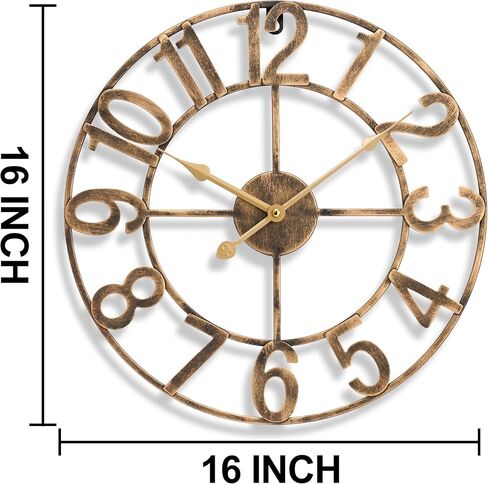 Sorbus Paris Large Wall Clock for Living Room - 24-Inch Wall Clock - Oversized Centurian Roman Numeral Style Modern Wall Clock - Large Clock Home Decor -Wood Metal Decorative Analog Metal Clock in Saudi Arabia