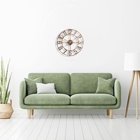 Sorbus Paris Large Wall Clock for Living Room - 24-Inch Wall Clock - Oversized Centurian Roman Numeral Style Modern Wall Clock - Large Clock Home Decor -Wood Metal Decorative Analog Metal Clock in Saudi Arabia