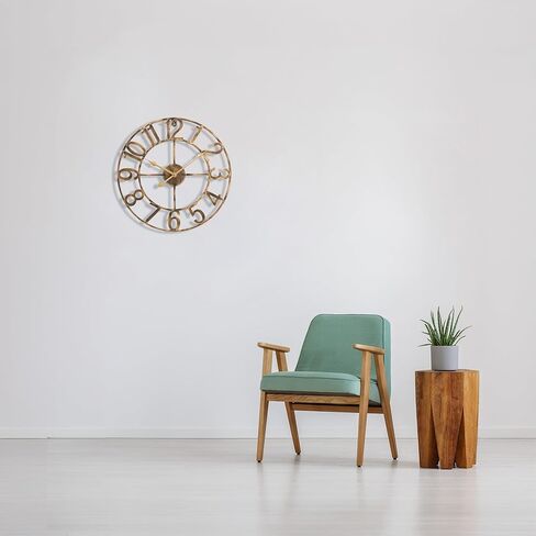Sorbus Paris Large Wall Clock for Living Room - 24-Inch Wall Clock - Oversized Centurian Roman Numeral Style Modern Wall Clock - Large Clock Home Decor -Wood Metal Decorative Analog Metal Clock in Saudi Arabia