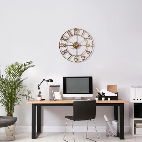 Sorbus Paris Large Wall Clock for Living Room - 24-Inch Wall Clock - Oversized Centurian Roman Numeral Style Modern Wall Clock - Large Clock Home Decor -Wood Metal Decorative Analog Metal Clock in Saudi Arabia