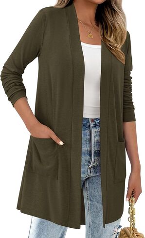 BTFBM Cardigans Long for Women Summer Fall Cloths 2025 خفيفة الوزن غير رسمية مفتوحة شال جيوب كارديجان in Saudi Arabia